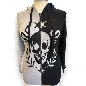 New Torrid 4 (4X 26) Skull Luxe Colorblock‎ Zip Front Cozy Sweater Hoodie Punk